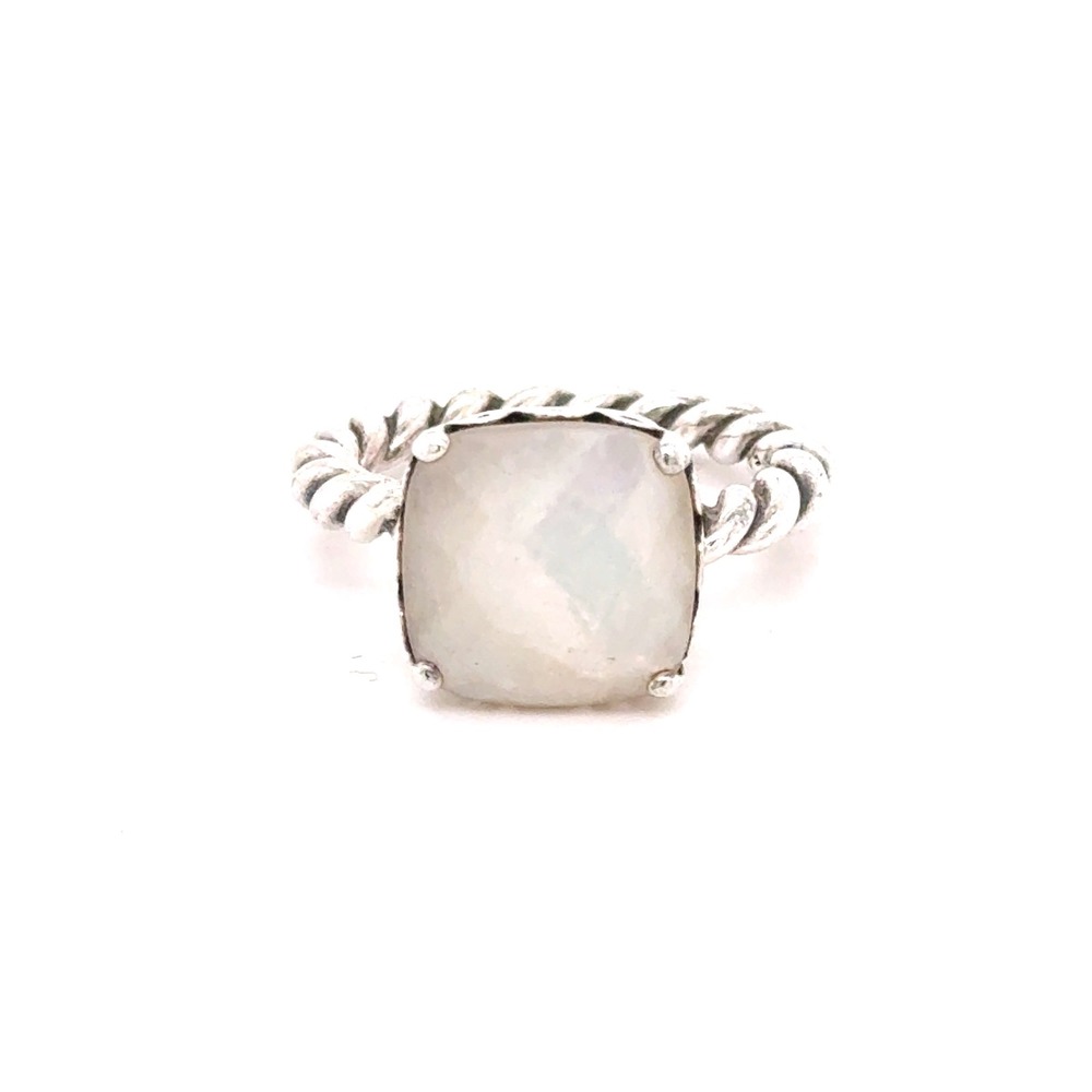 Pandora Retired Mother Of Pearl Twisted Rope Ring Sterling Silver 925 Size 7 54